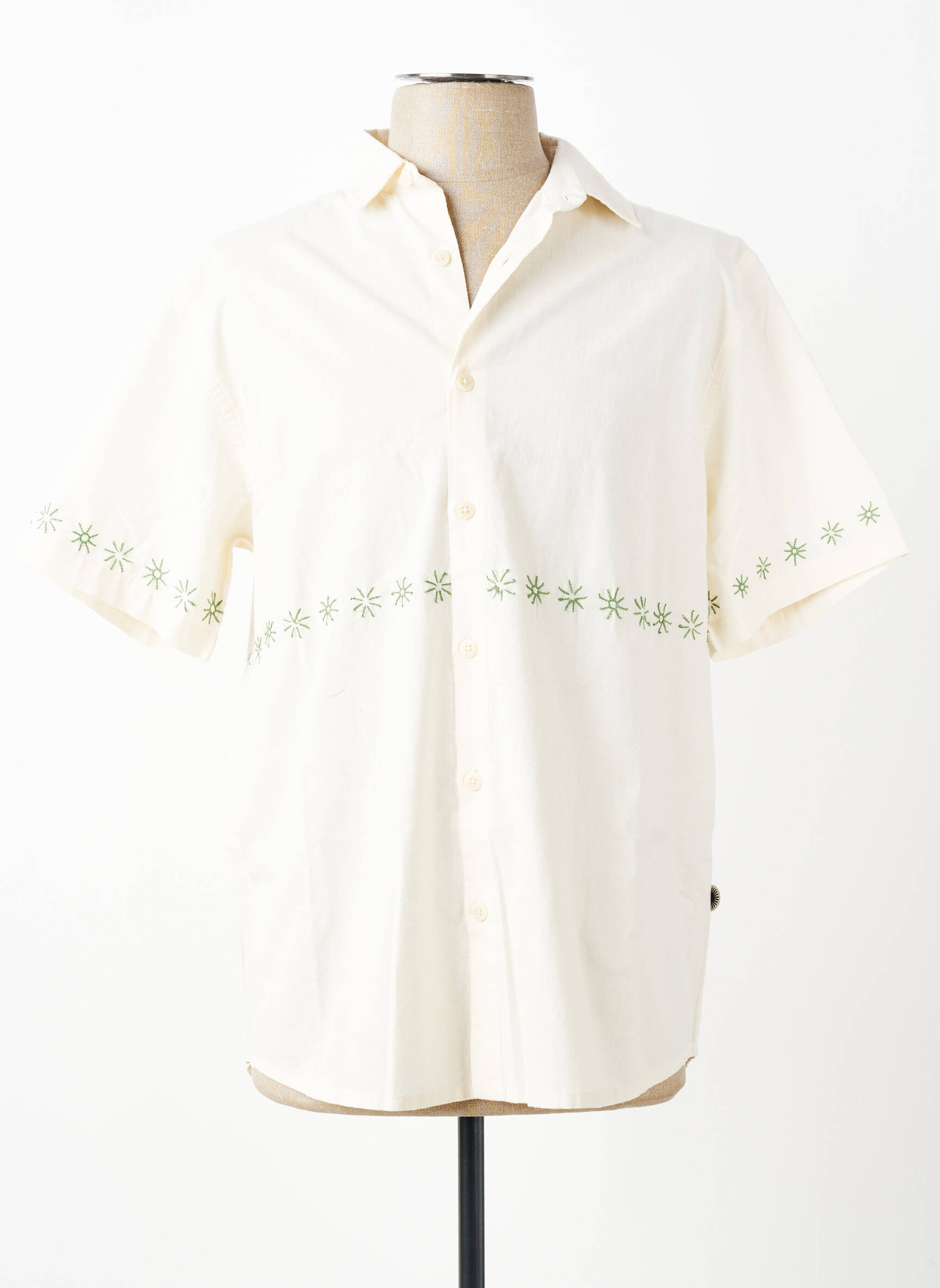 Chemise manches courtes coupe droite beige THINKING MU homme