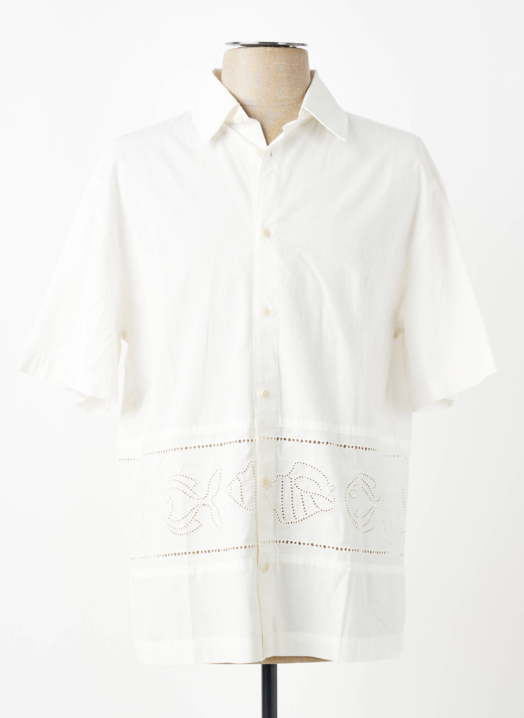Chemise manches courtes coupe droite beige THINKING MU homme