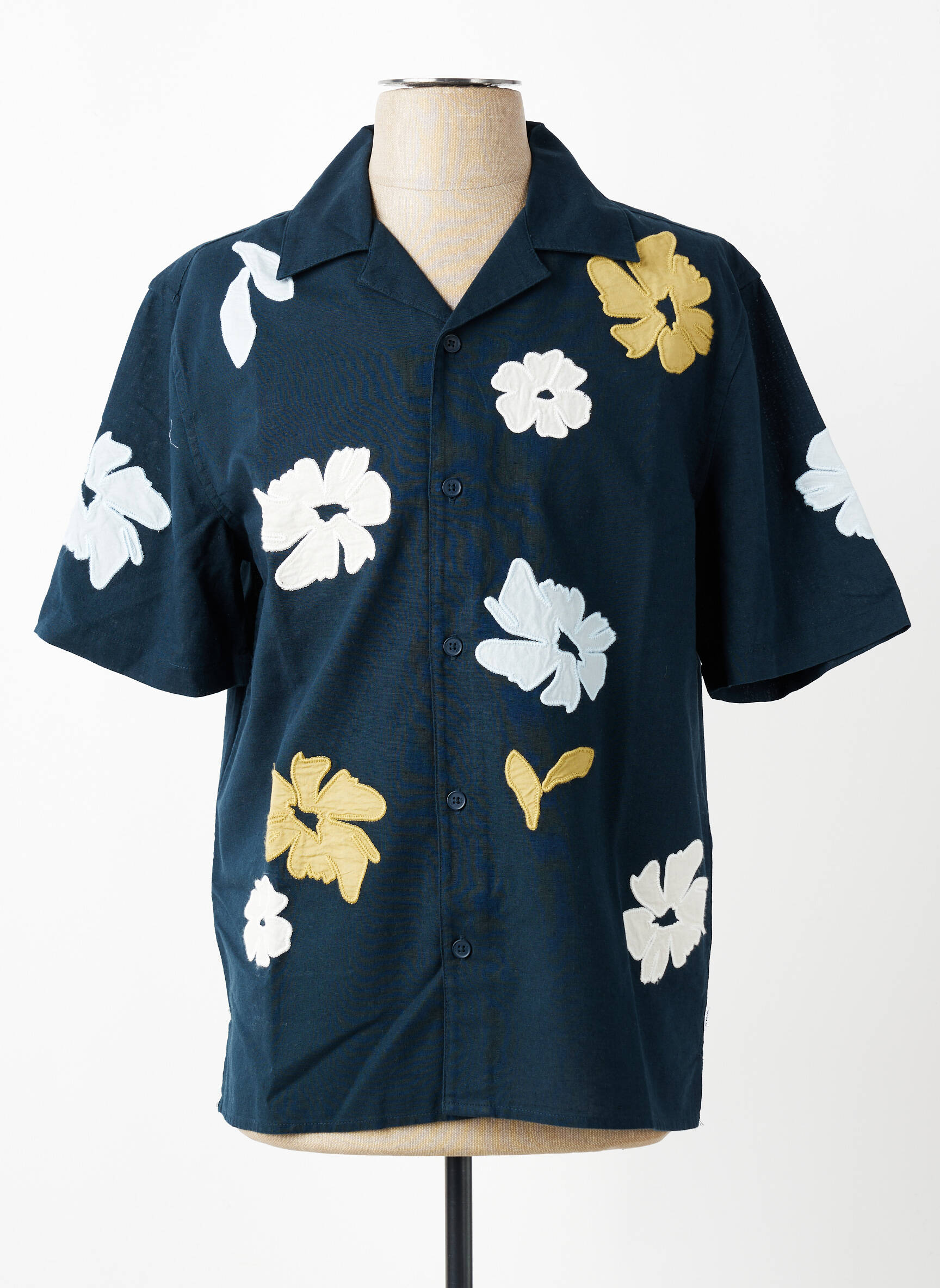 Chemise manches courtes col tailleur bleu WAX homme