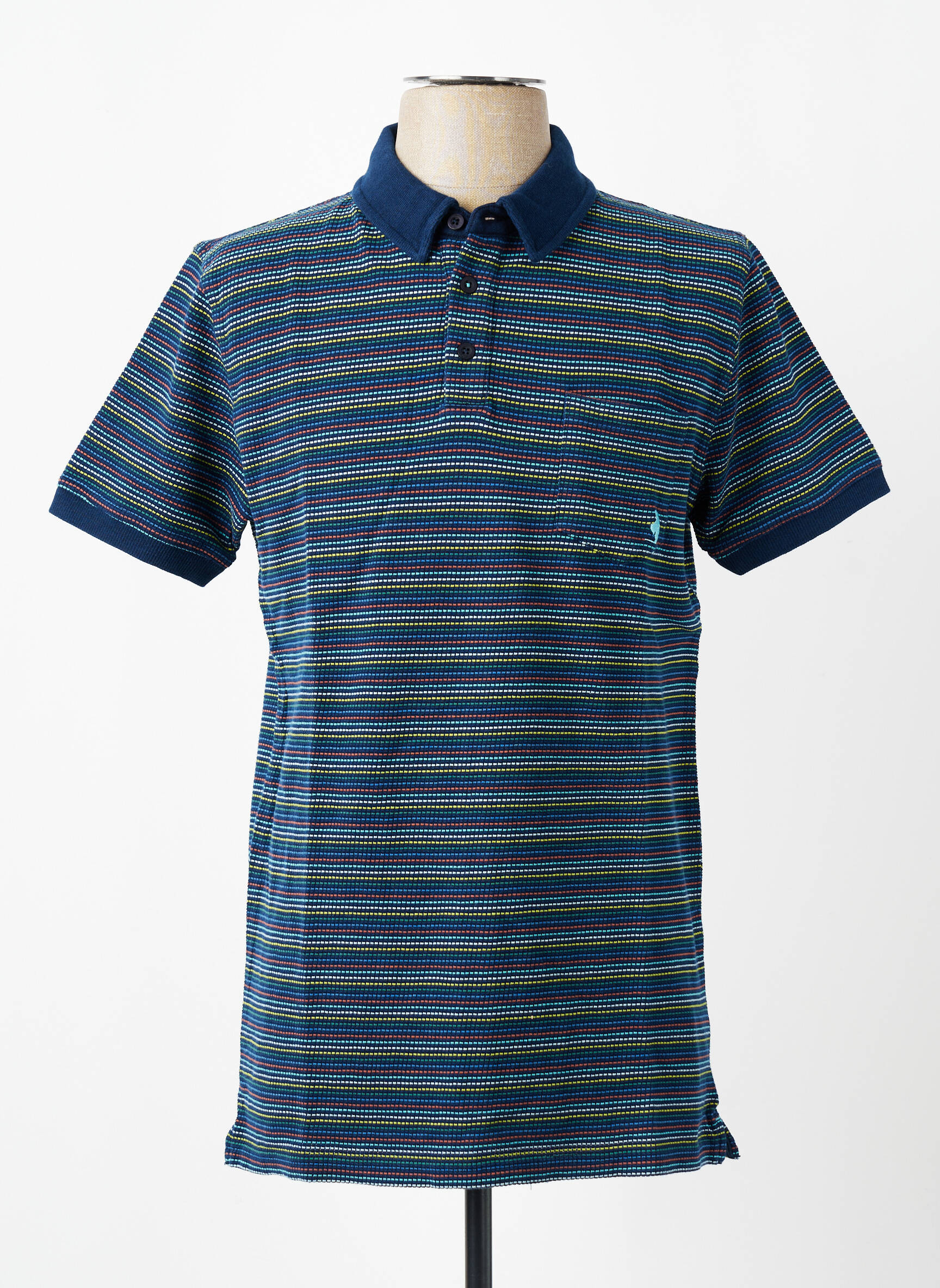 Polo tissage jersey manches courtes bleu MCS homme