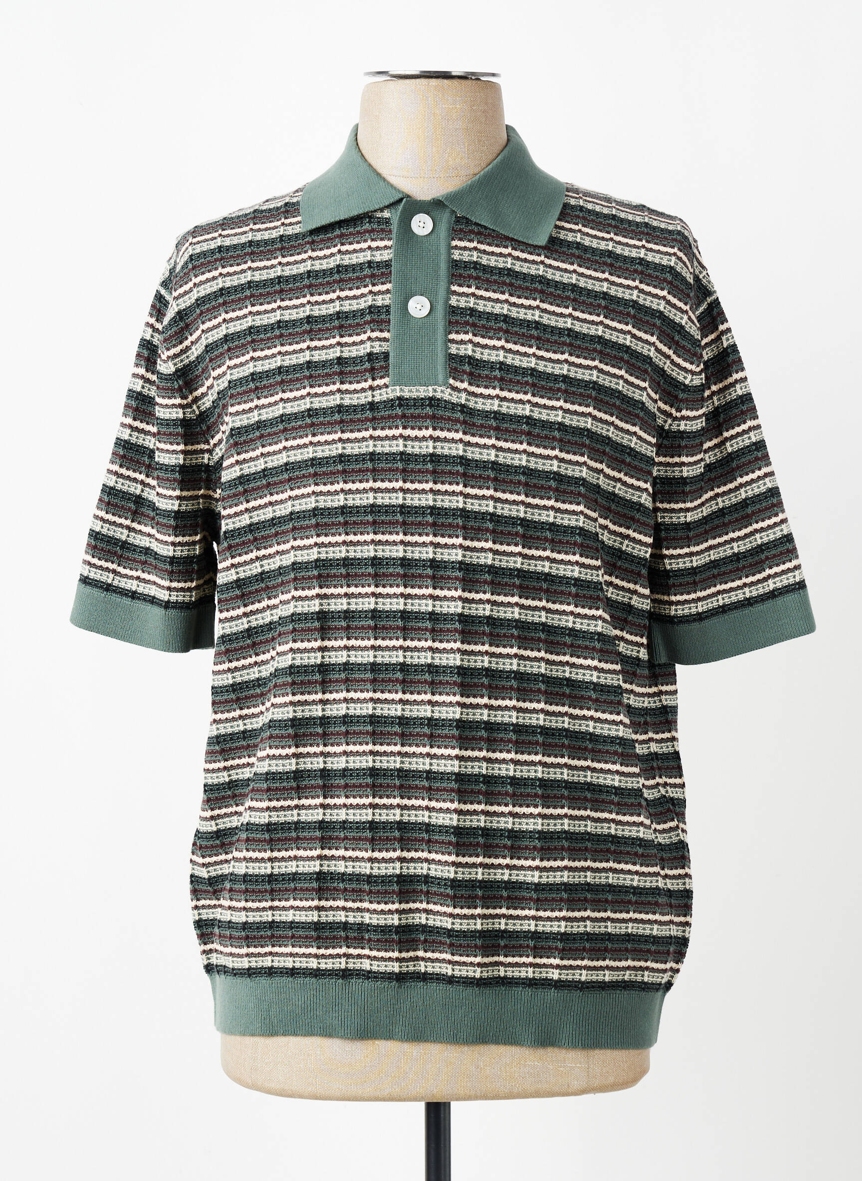 Pull maille souple et aérée manches courtes vert SELECTED homme