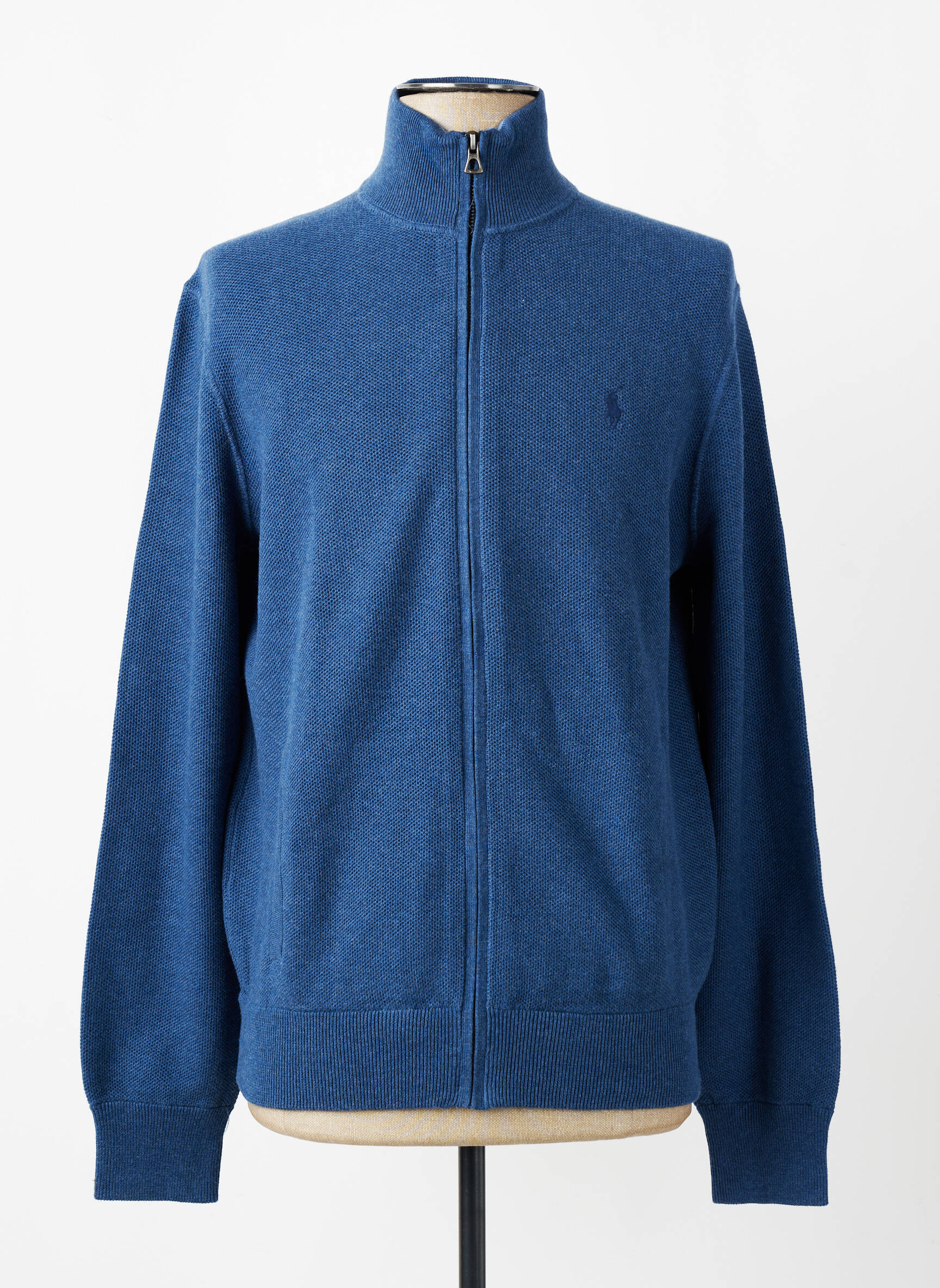 Gilet manches longues tissage chiné bleu RALPH LAUREN homme