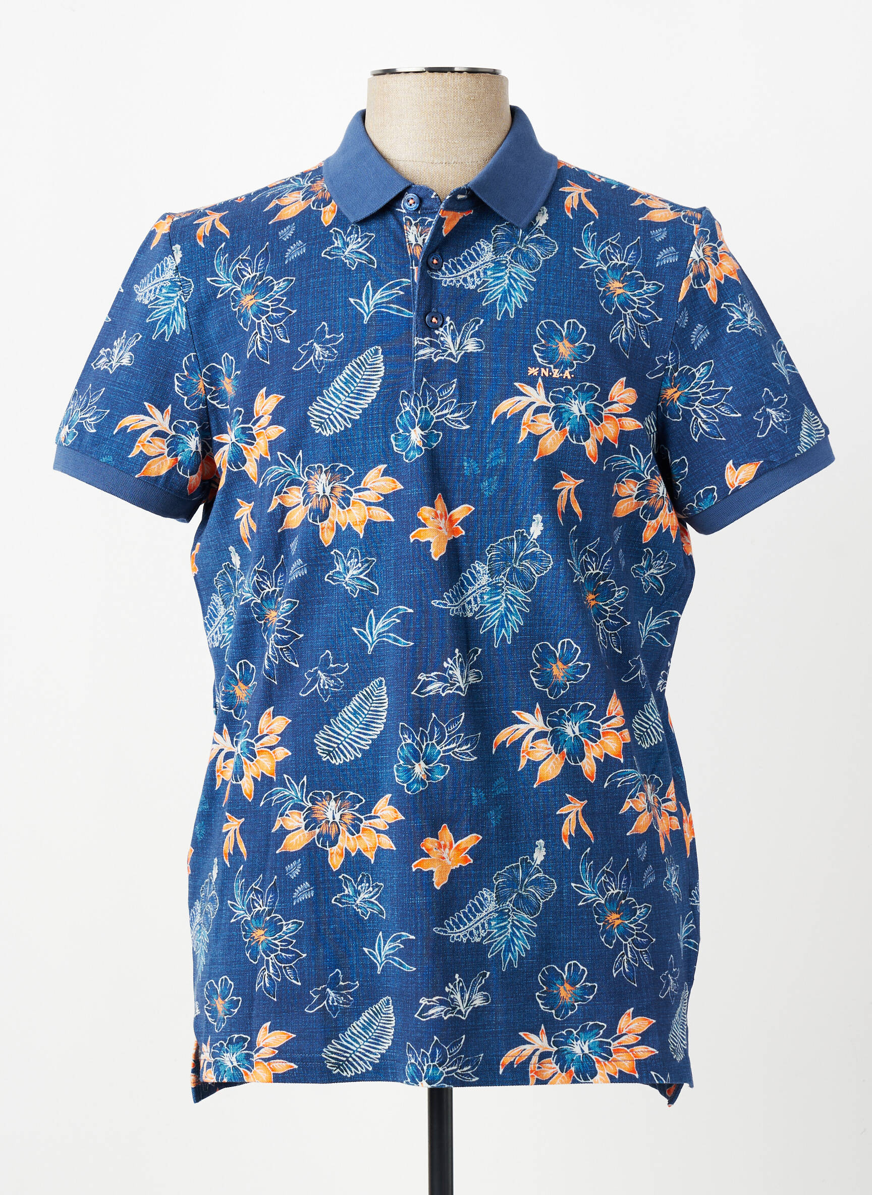 Polo stretch manches courtes bleu NEW ZEALAND AUCKLAND homme
