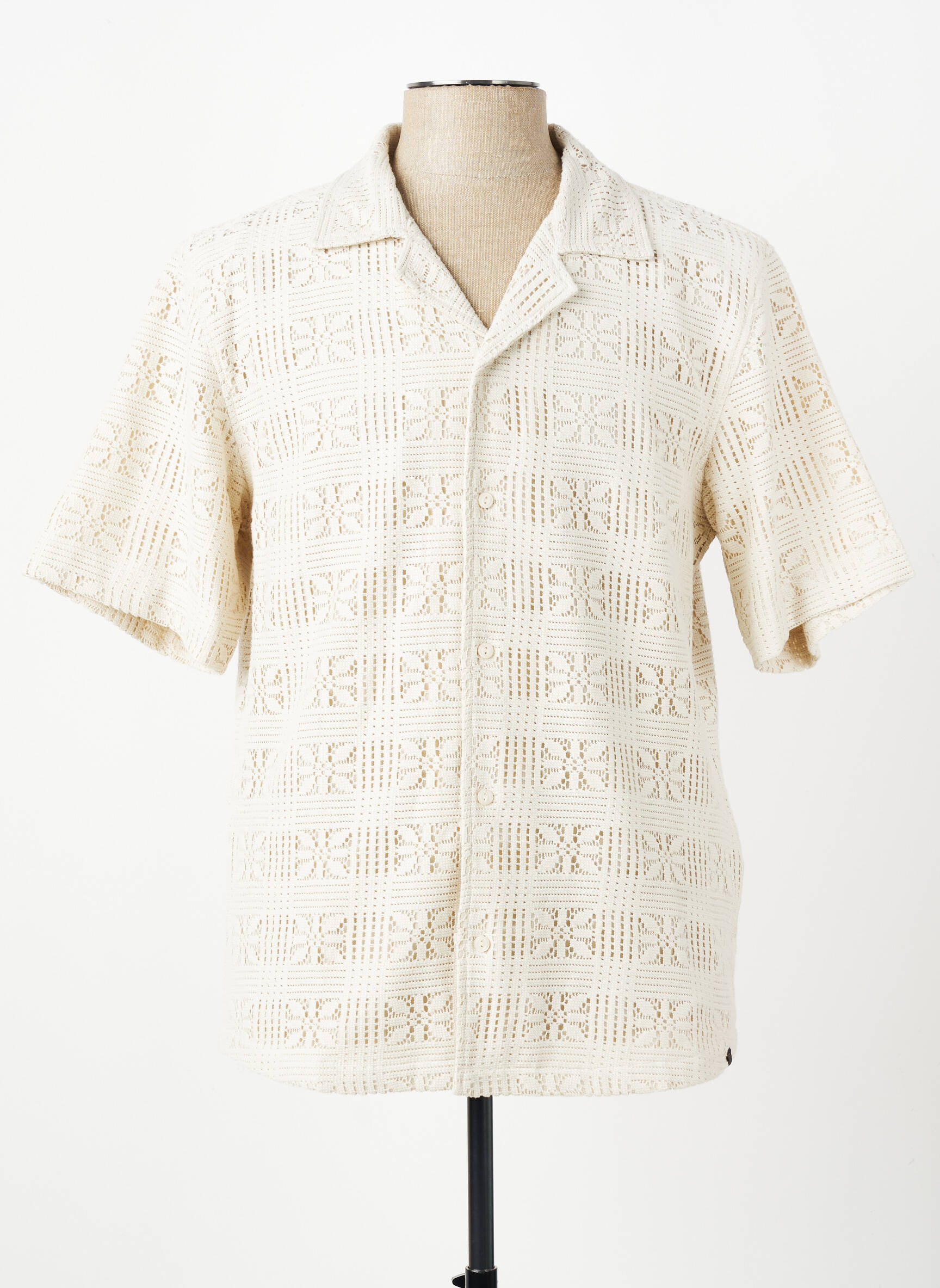 Chemise manches courtes col tailleur beige DSTREZZED homme