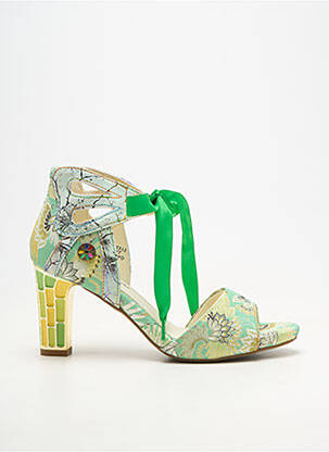 Sandales/nu pieds matière lisse talon de 7 à 9cm vert LAURA VITA femme