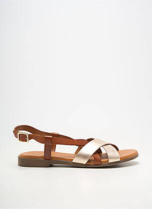 Sandales/nu pieds matière lisse talon plat jusqu'à 3cm marron KAOLA femme