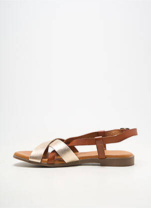 Sandales/nu pieds matière lisse talon plat jusqu'à 3cm marron KAOLA femme