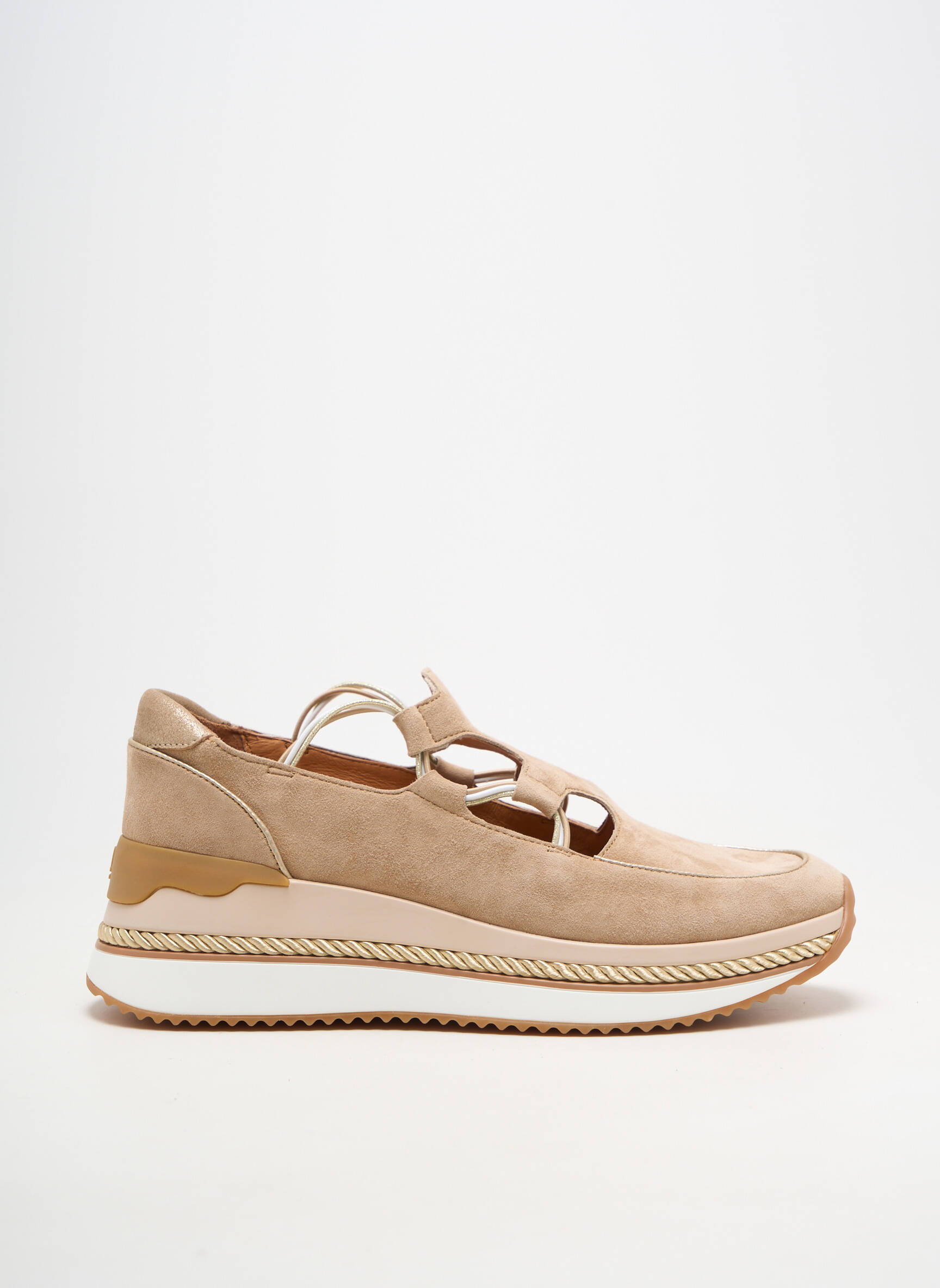 Baskets fermeture elastique talon de 4 à 6cm beige MAM'ZELLE femme