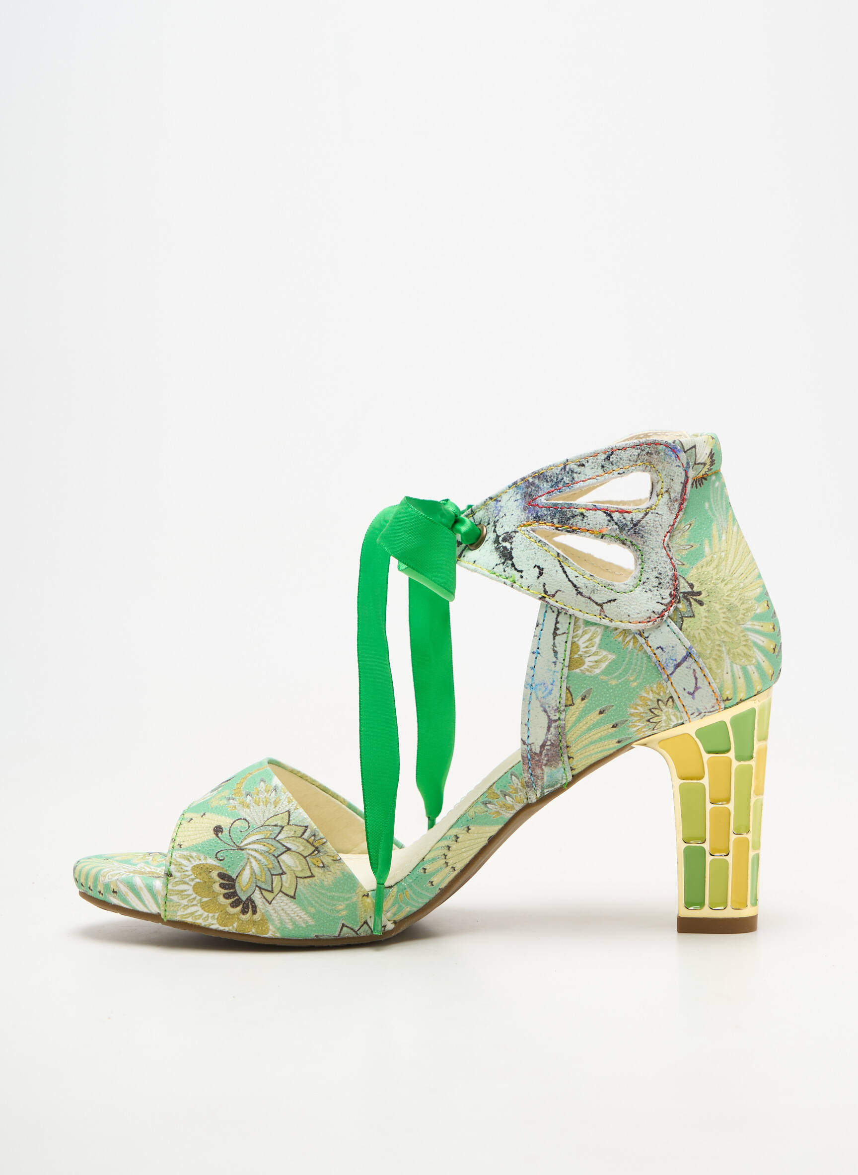 Sandales/nu pieds matière lisse talon de 7 à 9cm vert LAURA VITA femme