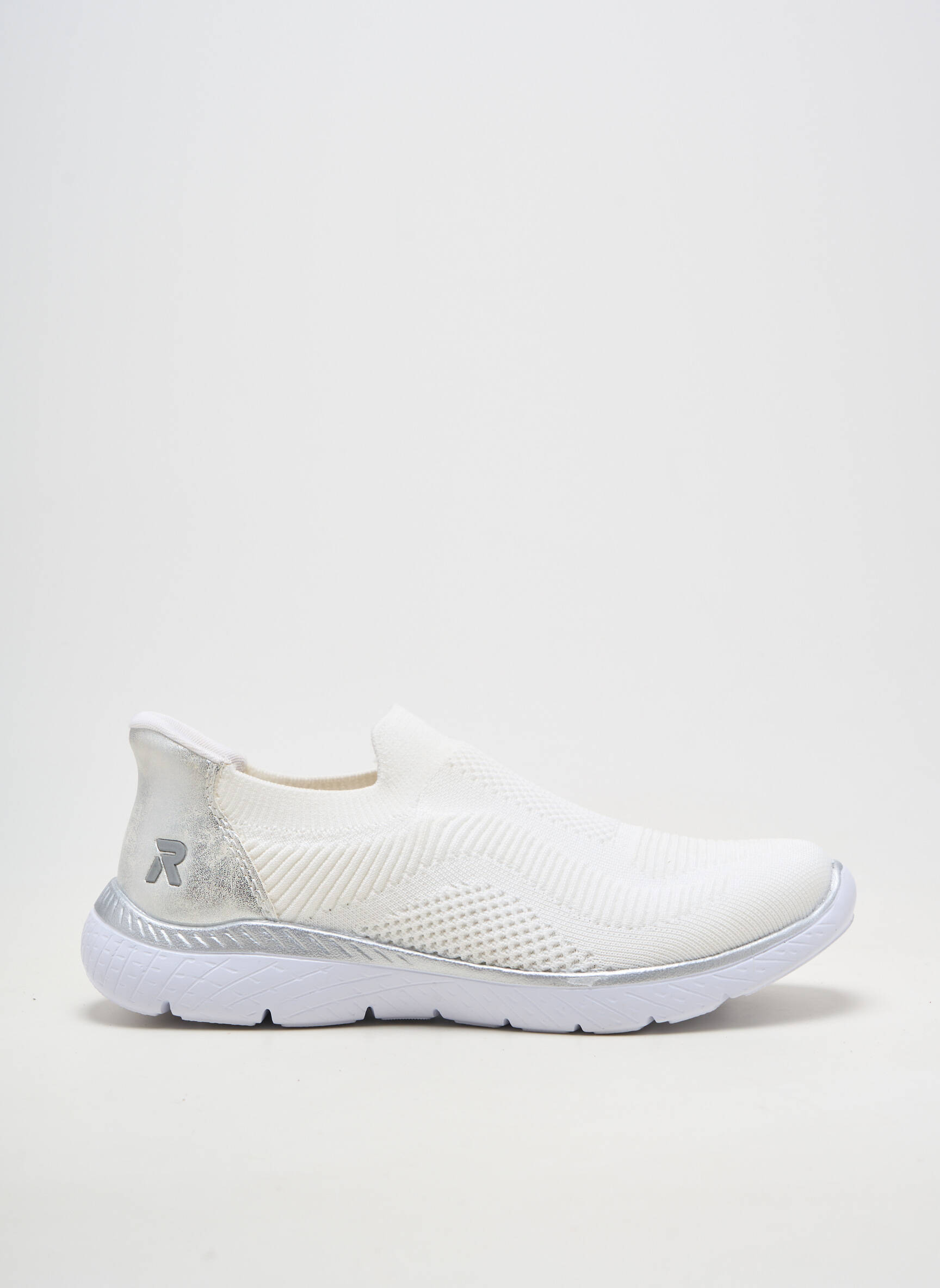 Slip ons bout rond talon plat jusqu'à 3cm blanc RIEKER femme