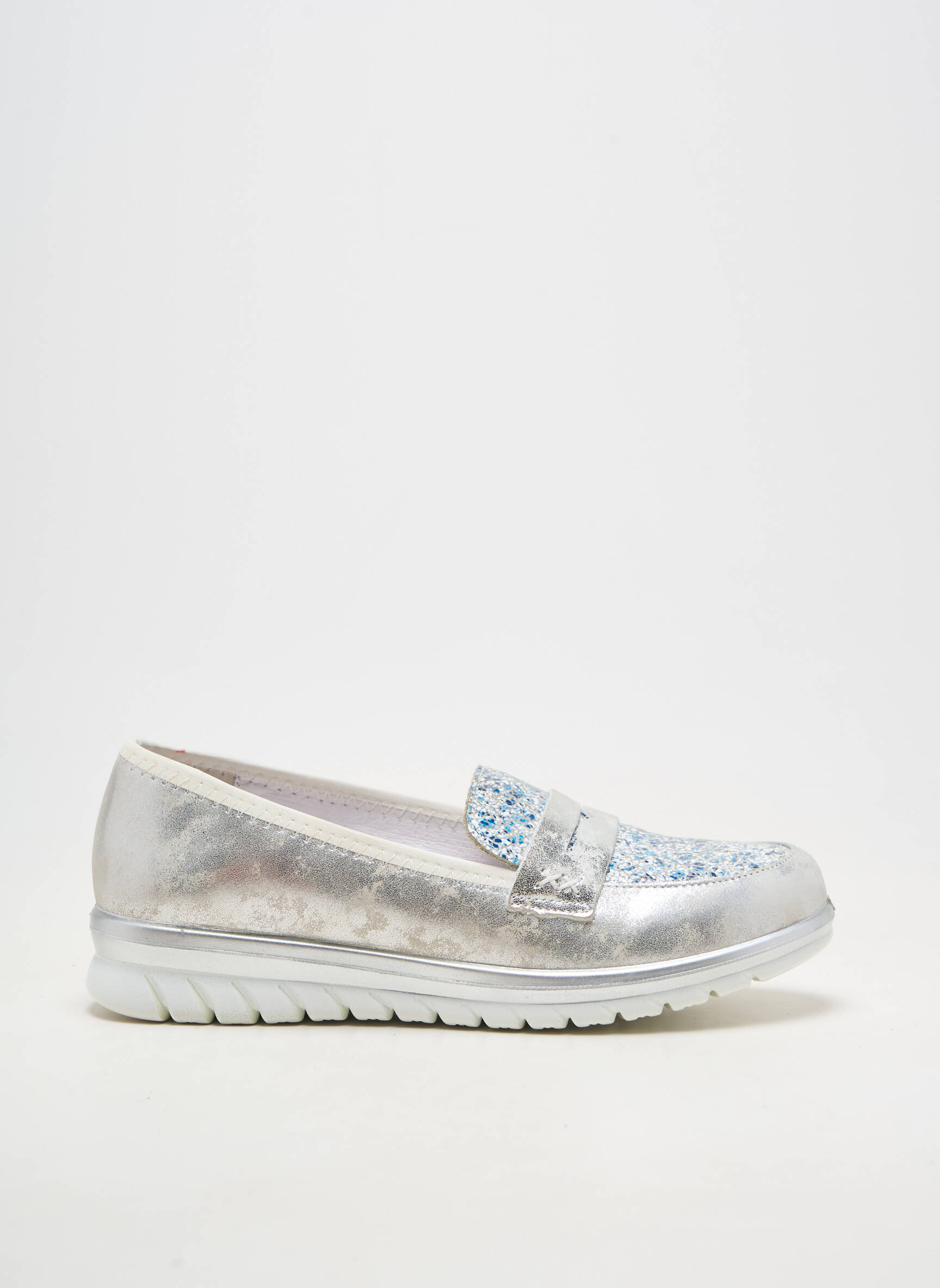 Mocassins matière lisse talon plat jusqu'à 3cm argent INEA femme