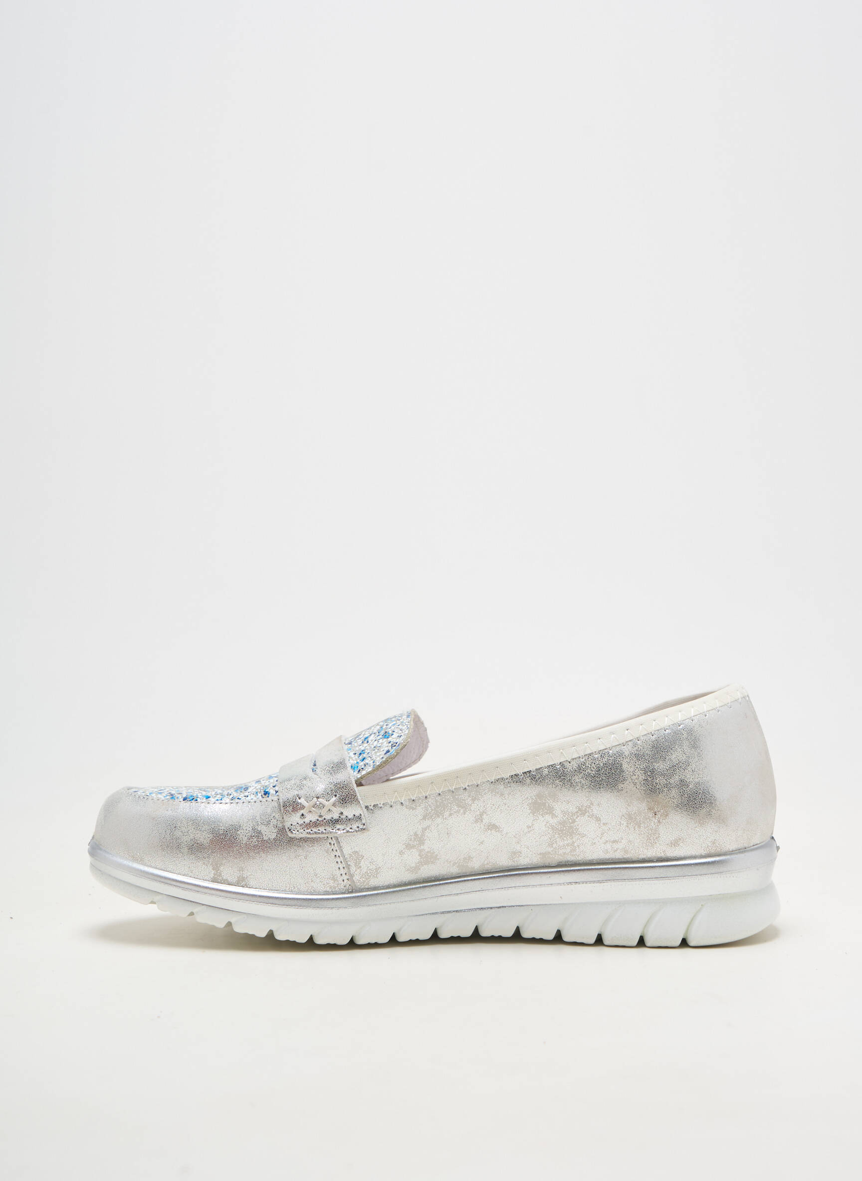 Mocassins matière lisse talon plat jusqu'à 3cm argent INEA femme