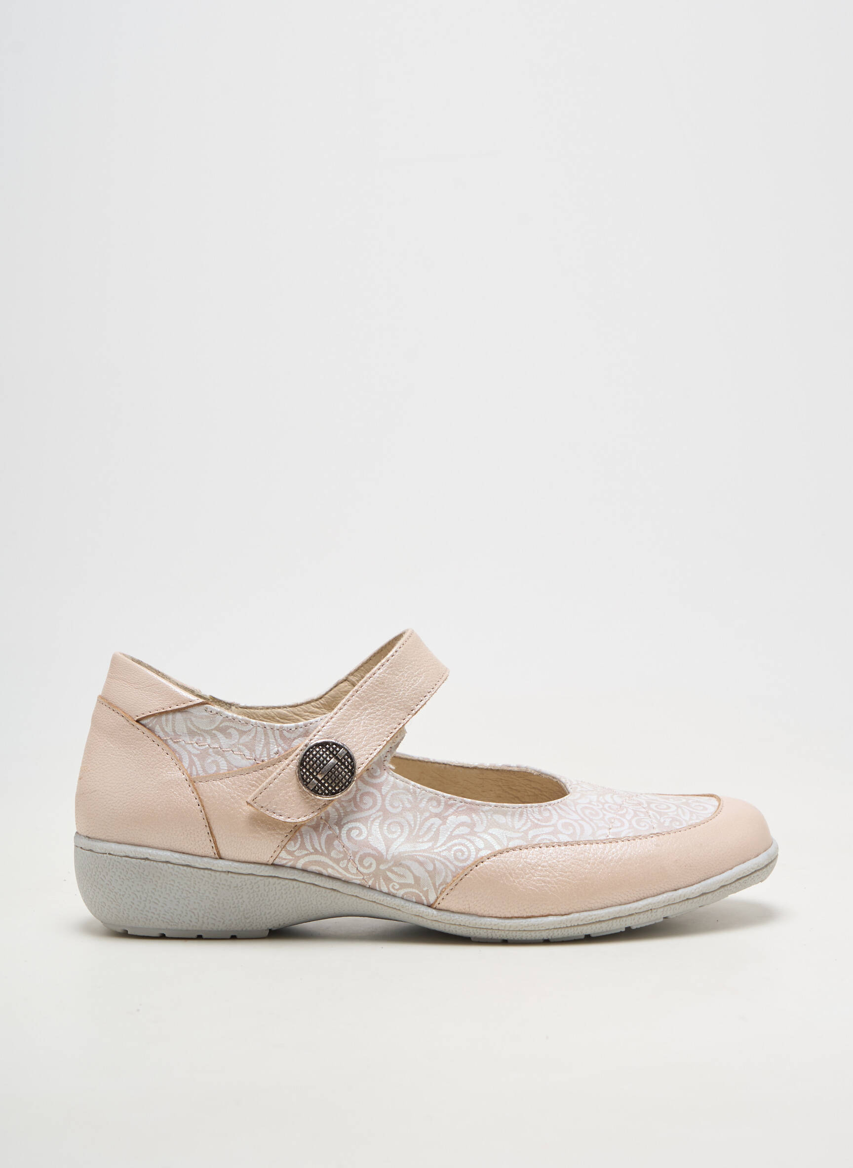 Ballerines fermeture scratch talon plat jusqu'à 3cm beige OTTILIA femme
