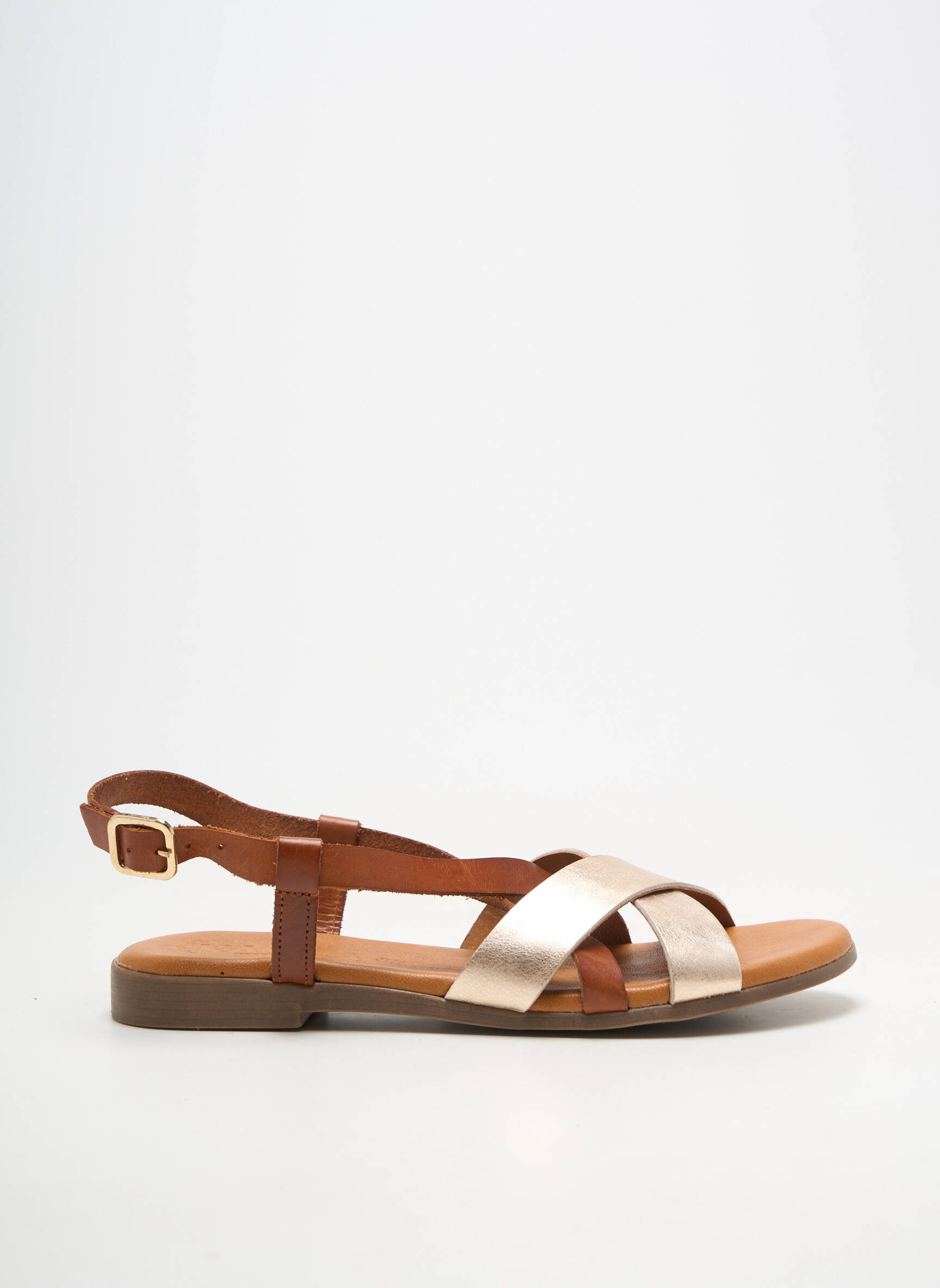 Sandales/nu pieds matière lisse talon plat jusqu'à 3cm marron KAOLA femme