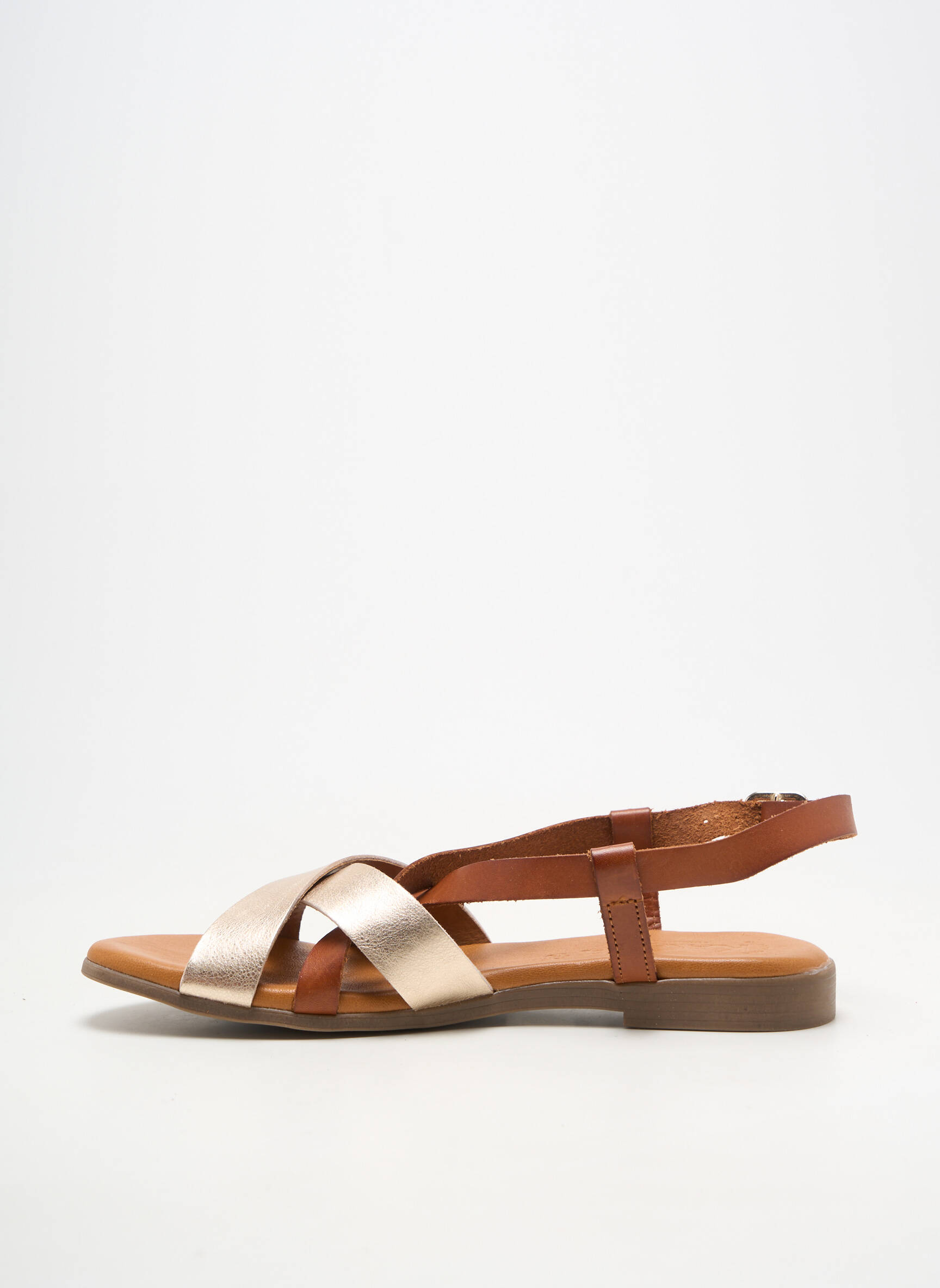 Sandales/nu pieds matière lisse talon plat jusqu'à 3cm marron KAOLA femme