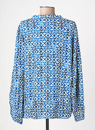 Chemisier tissage crêpe manches longues bleu ICHI femme