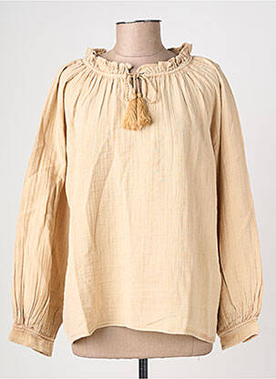 Blouse poignets boutonnés avec fente manches longues beige LA PETITE ETOILE femme