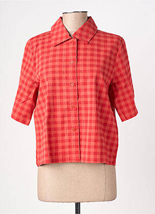 Chemisier coupe droite manches courtes rouge THINKING MU femme