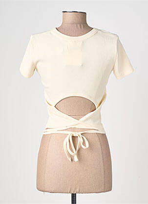 T-shirt stretch manches courtes beige THINKING MU femme