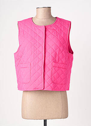 Gilet sans manche tissage matelassé rose PIECES femme