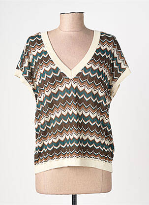 Pull col v manches courtes beige VILA femme