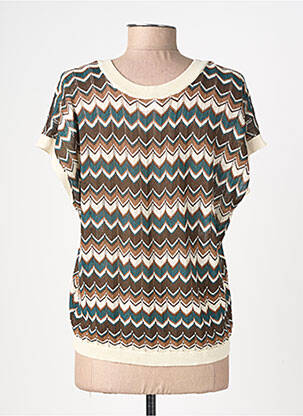 Pull col v manches courtes beige VILA femme