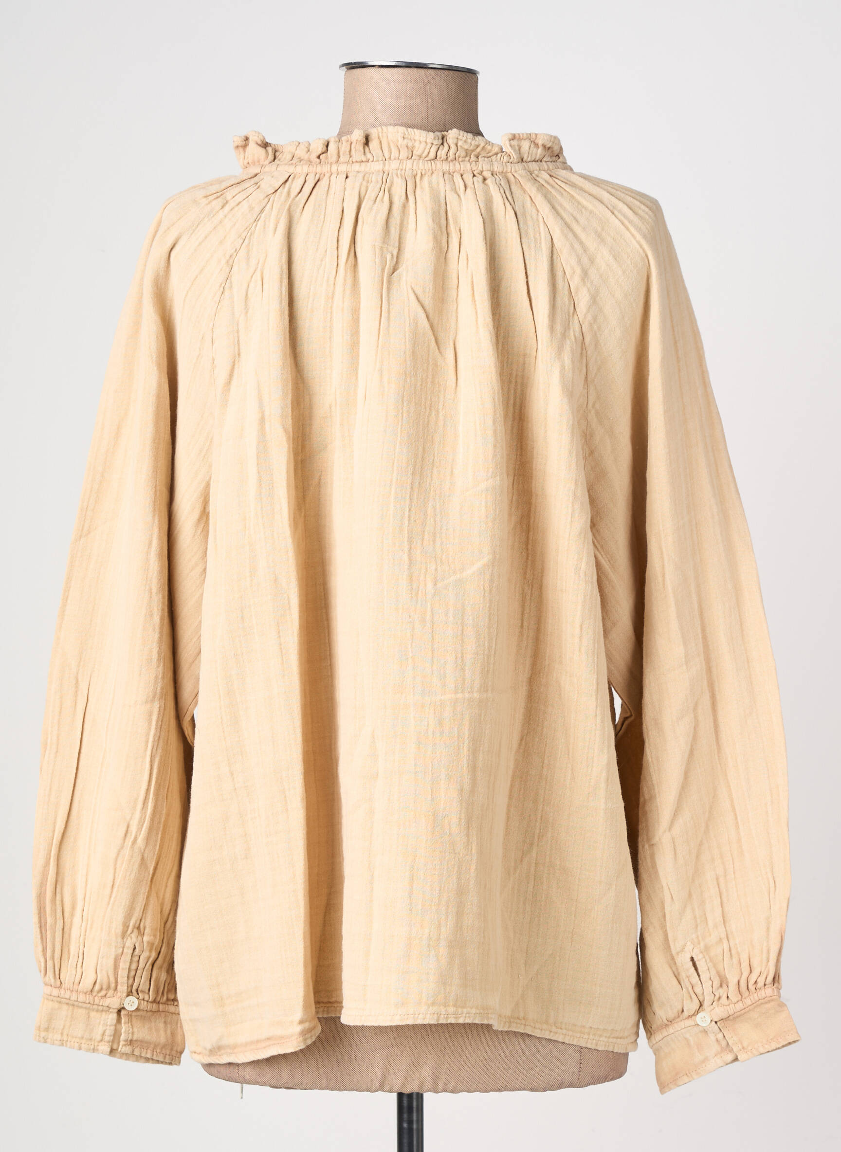 Blouse poignets boutonnés avec fente manches longues beige LA PETITE ETOILE femme