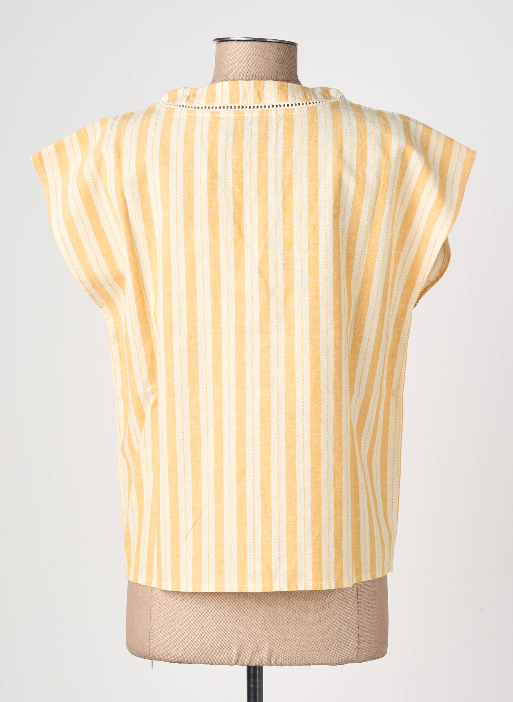 Blouse tissage crêpe manches courtes jaune VILA femme
