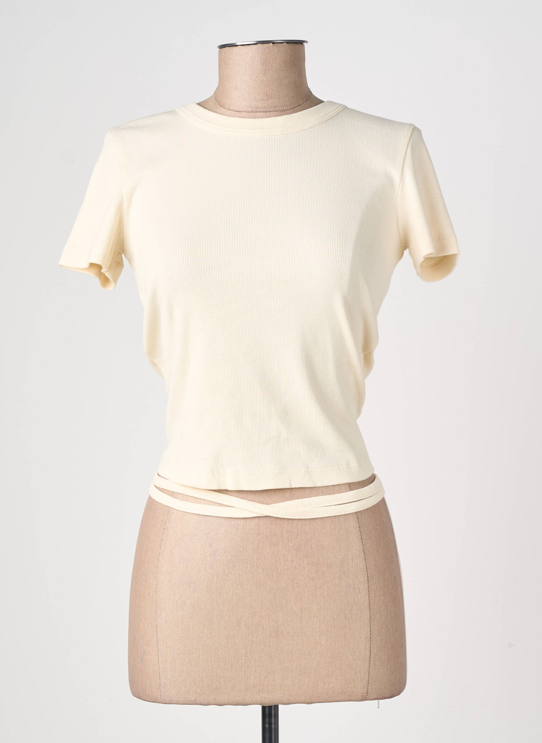 T-shirt stretch manches courtes beige THINKING MU femme
