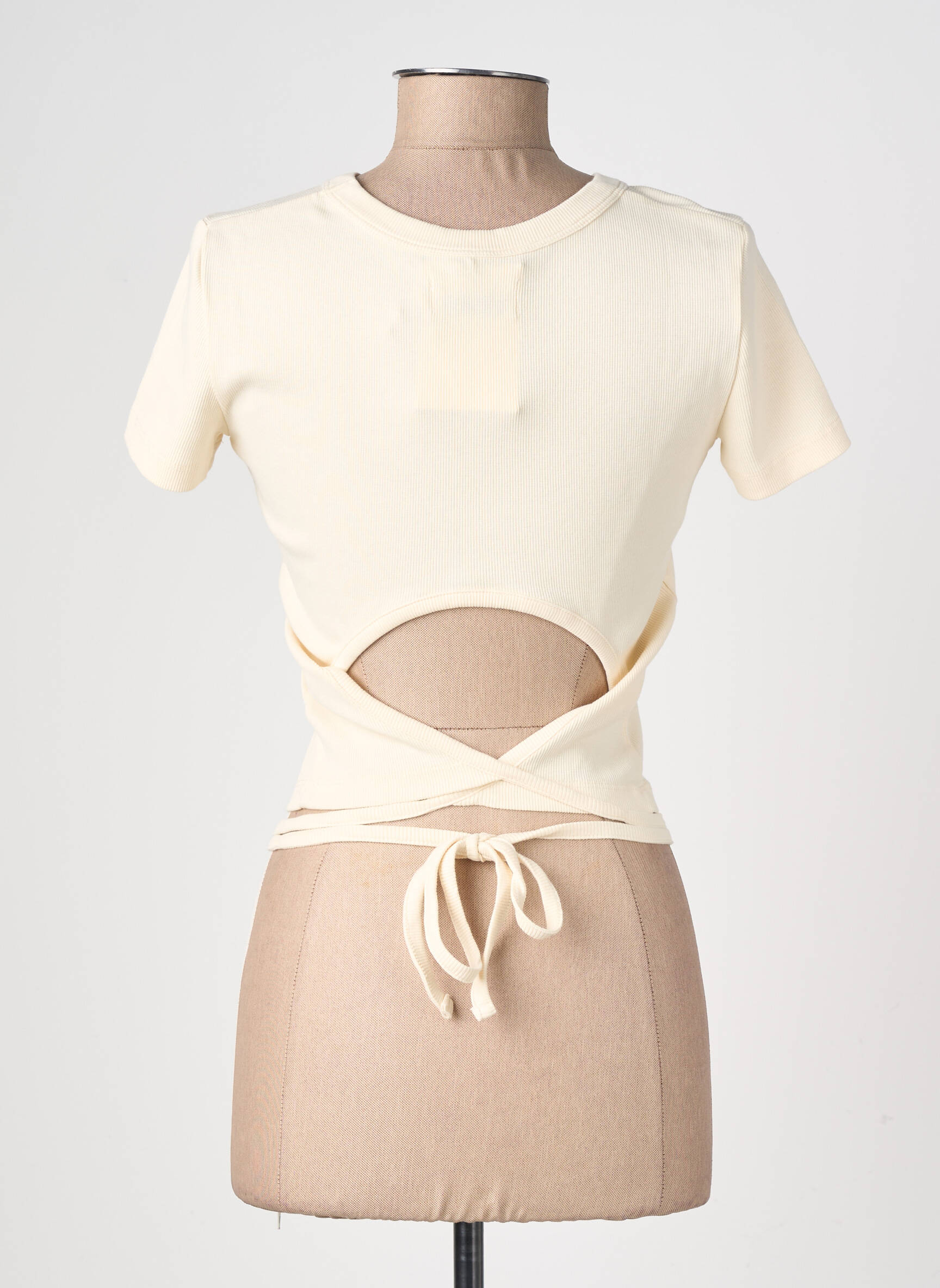 T-shirt stretch manches courtes beige THINKING MU femme