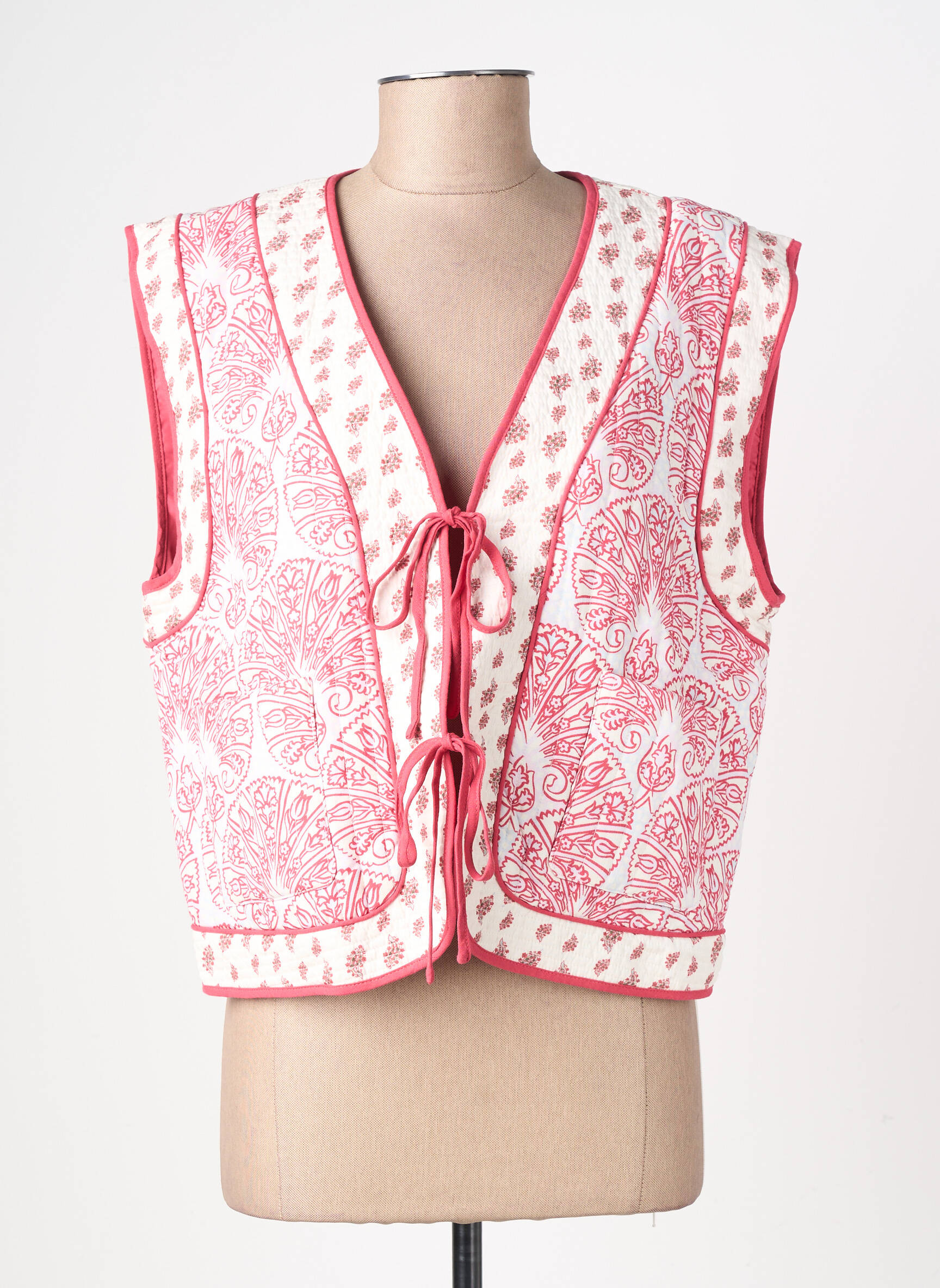Gilet sans manche tissage matelassé rose VILA femme