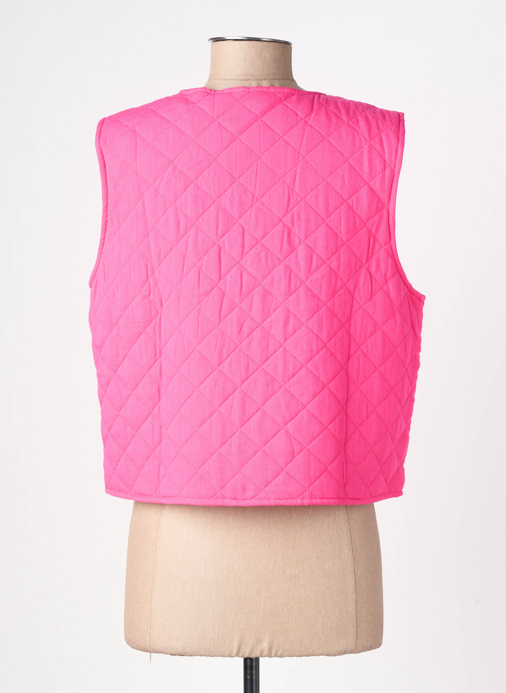 Gilet sans manche tissage matelassé rose PIECES femme