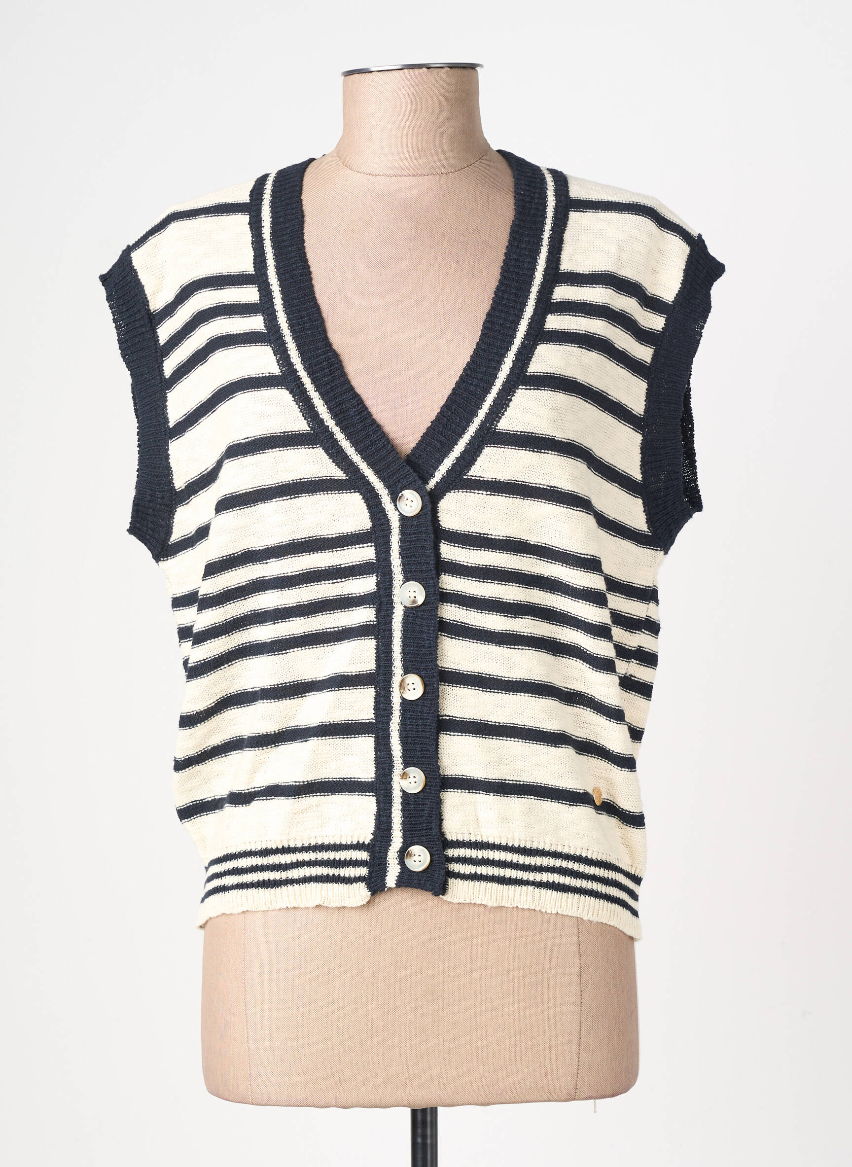 Gilet sans manche maille fine bleu LA PETITE ETOILE femme