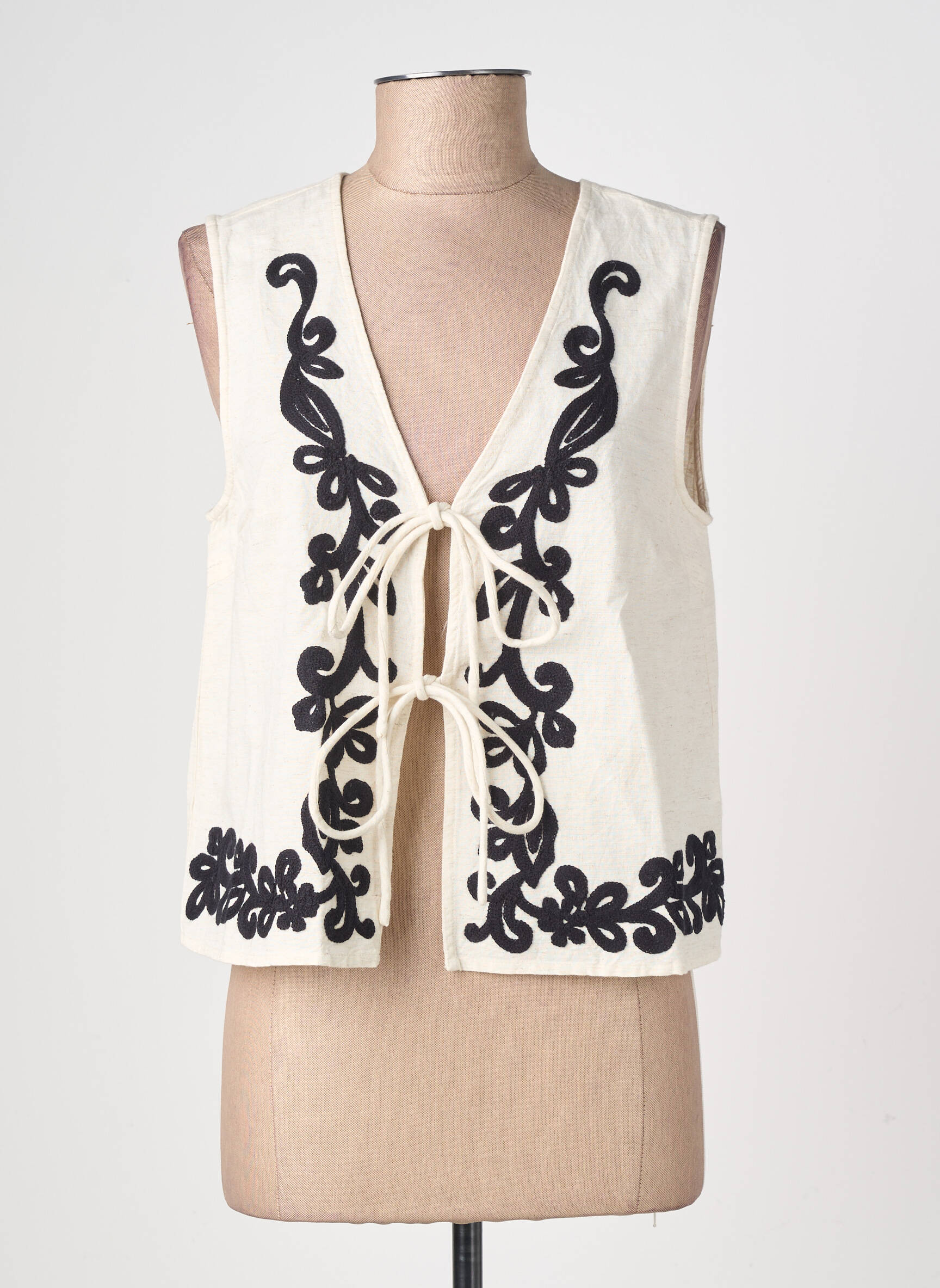 Gilet sans manche coupe droite beige VILA femme