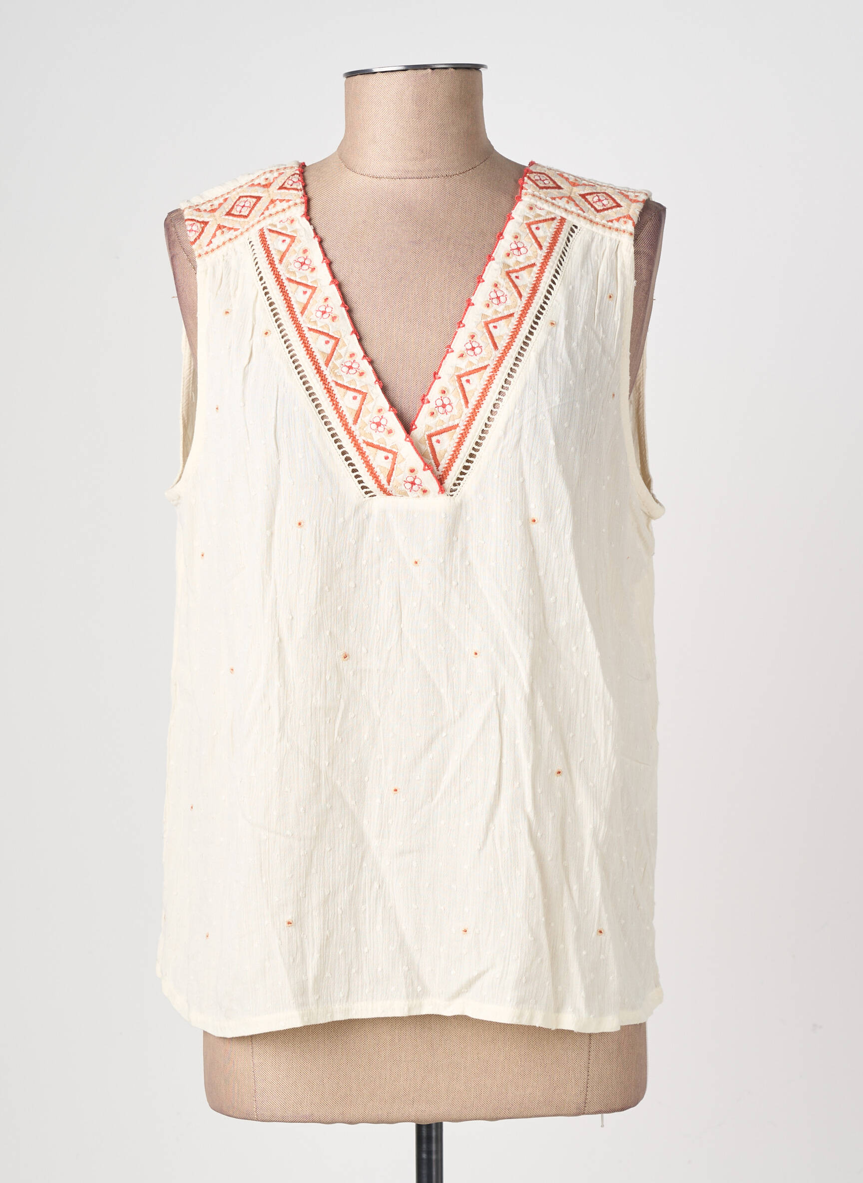 Top coupe fluide sans manche beige VILA femme