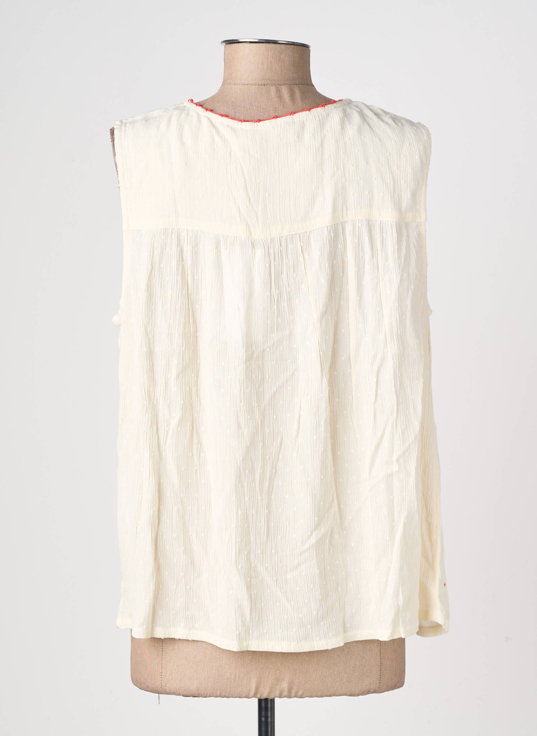 Top coupe fluide sans manche beige VILA femme