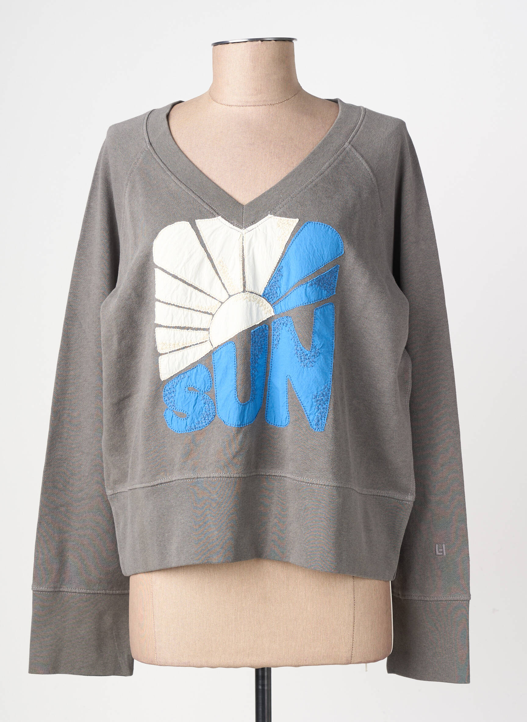 Sweat-shirt stretch manches longues gris LEON & HARPER femme