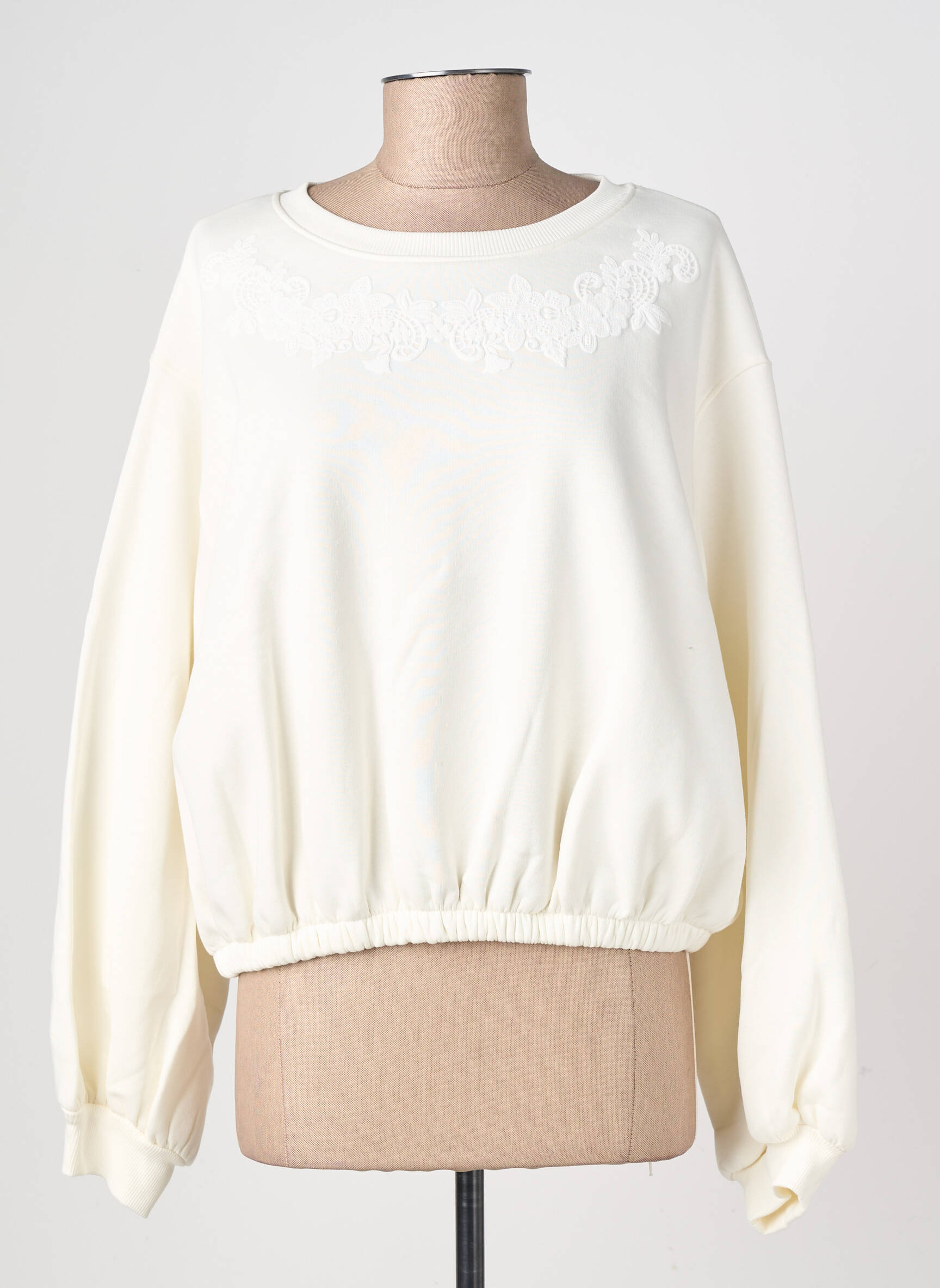 Sweat-shirt stretch manches longues beige HPDP (HYPE DROP) femme
