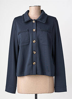 Veste casual poignets boutonnés avec fente bleu ICHI femme