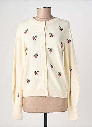 Gilet manches longues col rond beige OBJECT femme