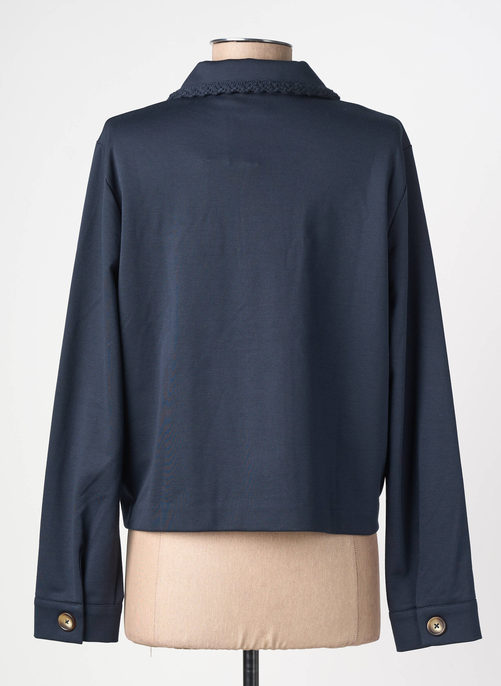 Veste casual poignets boutonnés avec fente bleu ICHI femme