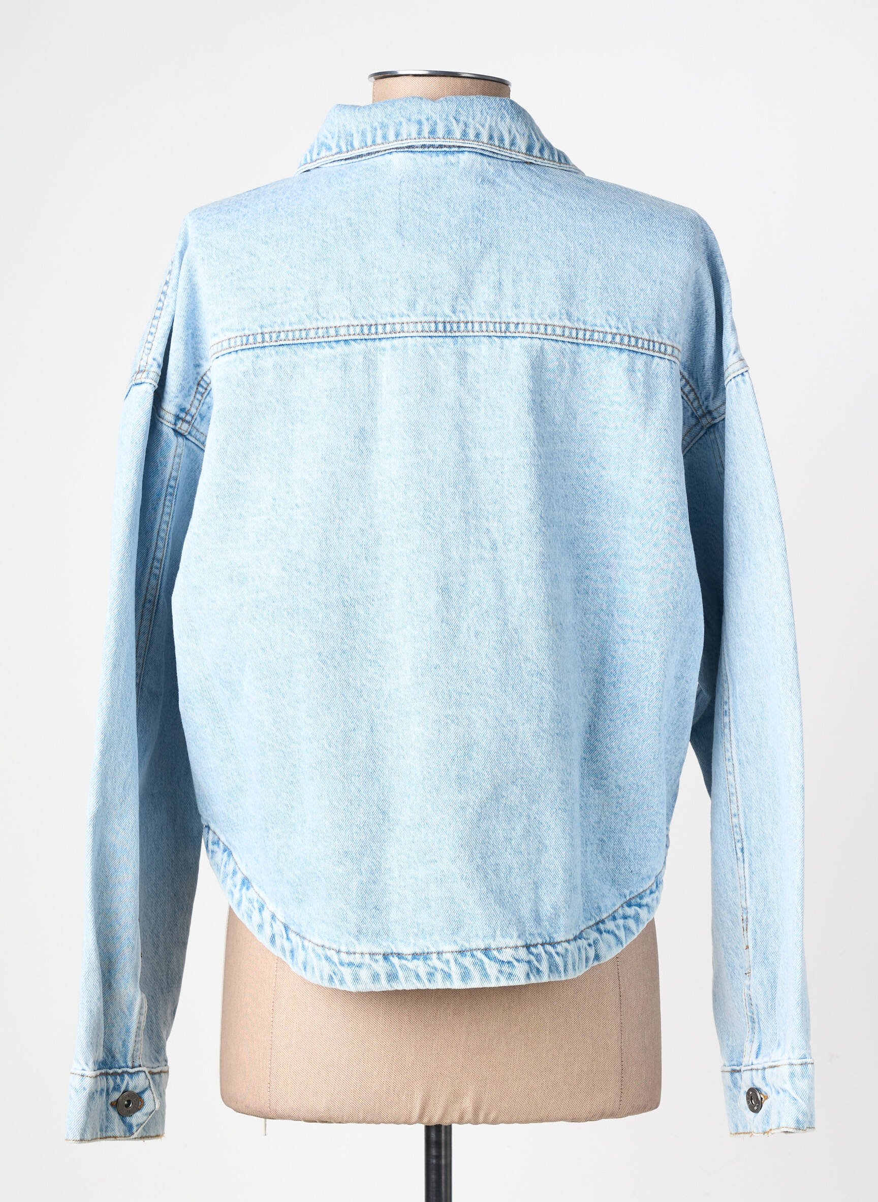 Veste casual poignets boutonnés avec fente bleu ICHI femme