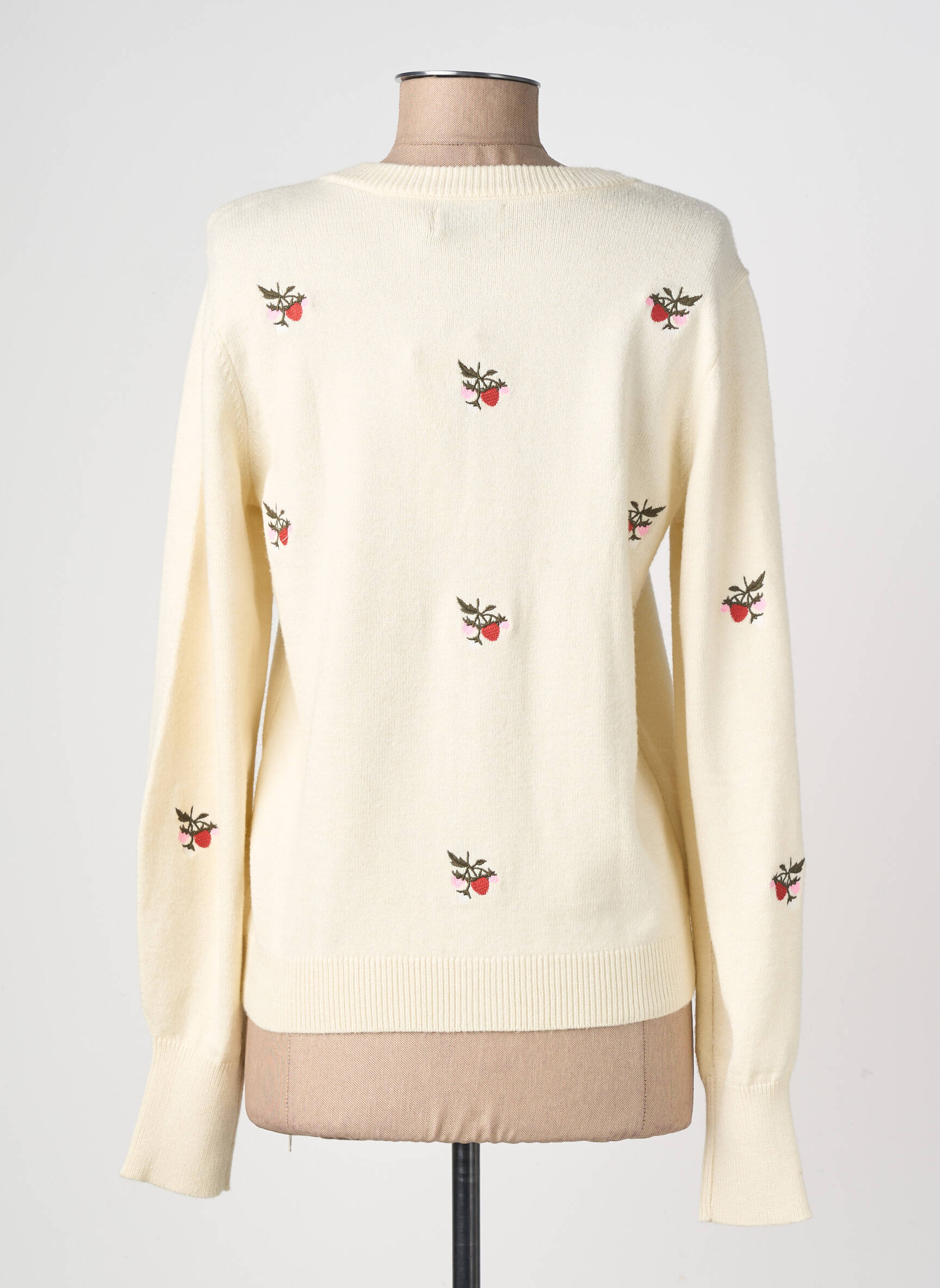 Gilet manches longues col rond beige OBJECT femme