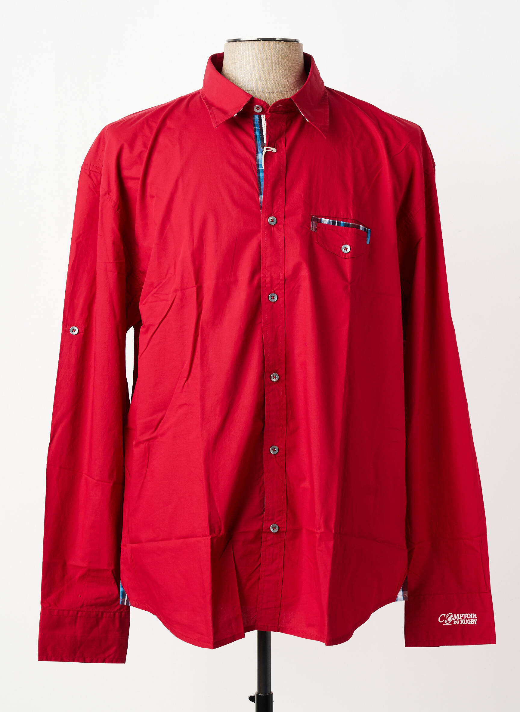 Chemise manches longues manches longues rouge COMPTOIR DU RUGBY homme