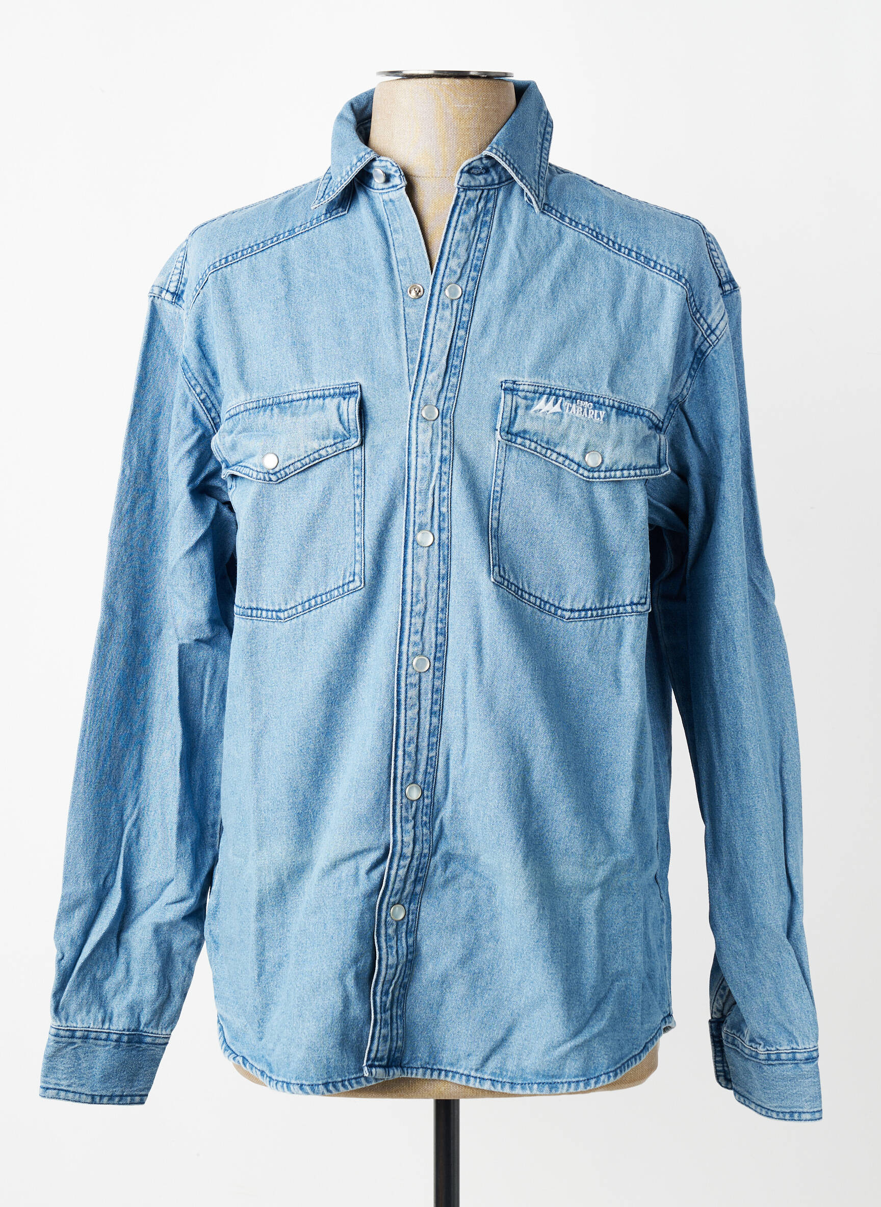 Chemise manches longues manches longues bleu ERIC TABARLY homme