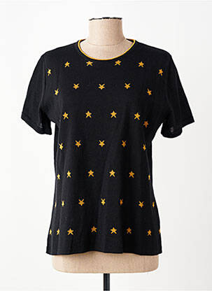 Pull coupe cintrée manches courtes noir DIVAS femme
