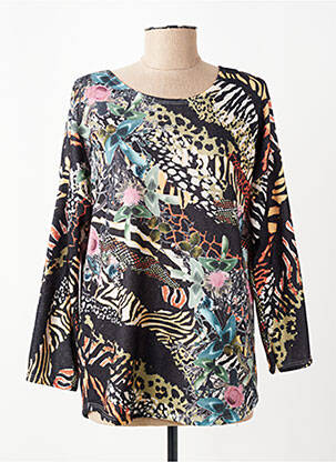 Pull coupe cintrée manches longues noir COULEURS DU TEMPS femme