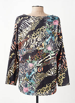 Pull coupe cintrée manches longues noir COULEURS DU TEMPS femme