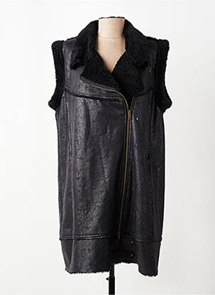 Manteau long coupe droite sans capuche noir BOHÉME femme