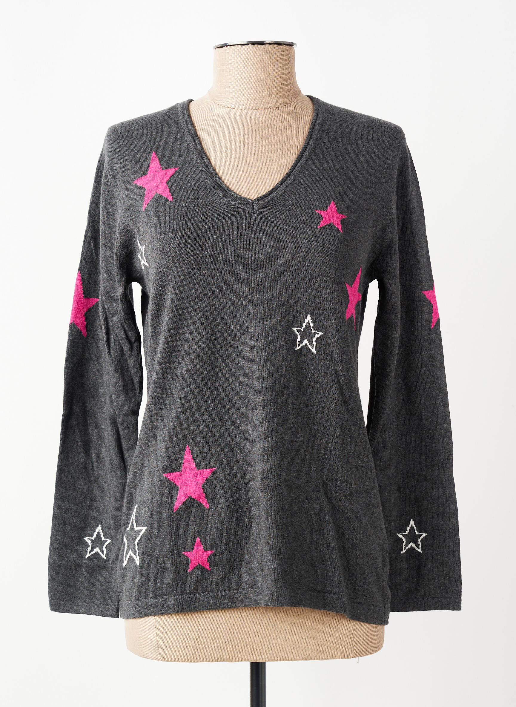 Pull tissage chiné manches longues gris MARBLE femme